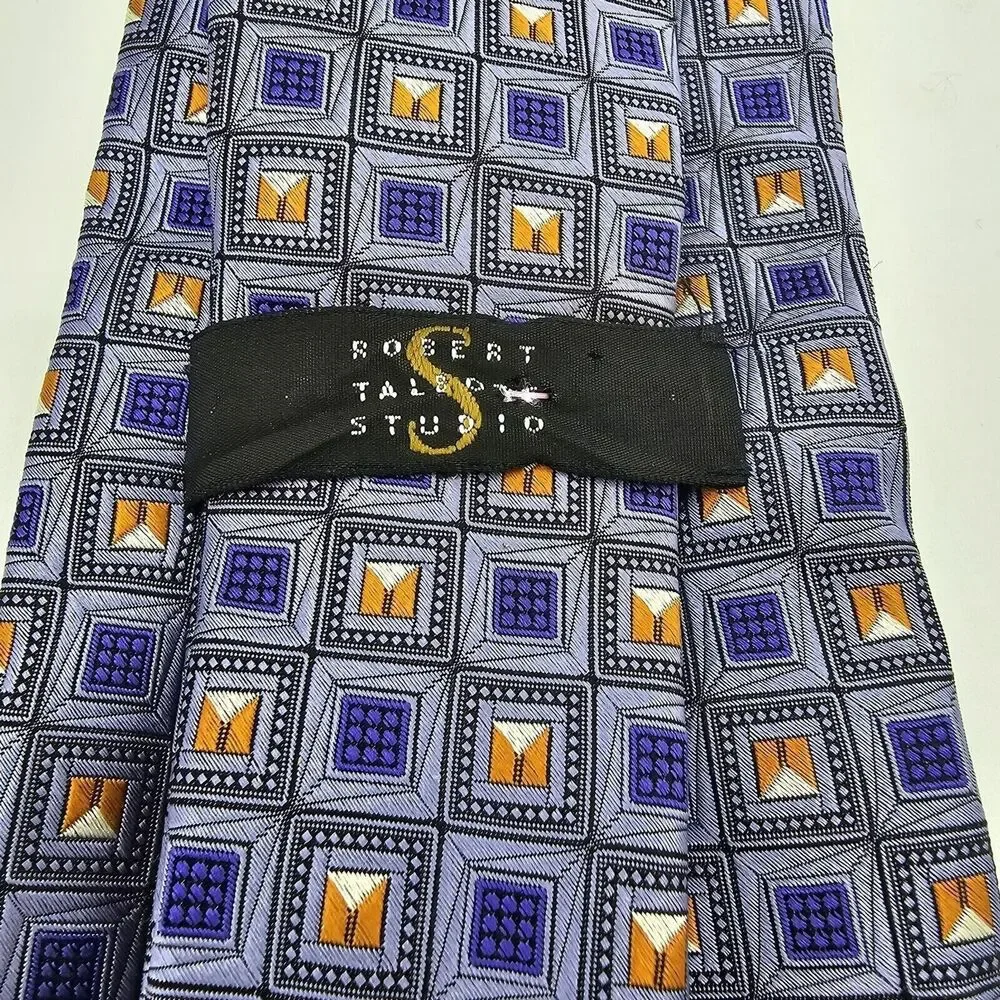 Mens Necktie Robert Talbott Silk Blue purple suit Size 59 By 4 Inches Vintage